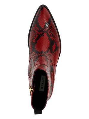 Pre-owned Bally Gaiman 6303991 Men's Ruby Animal Print Leather Boots Size 8 Msrp $1197 In Red