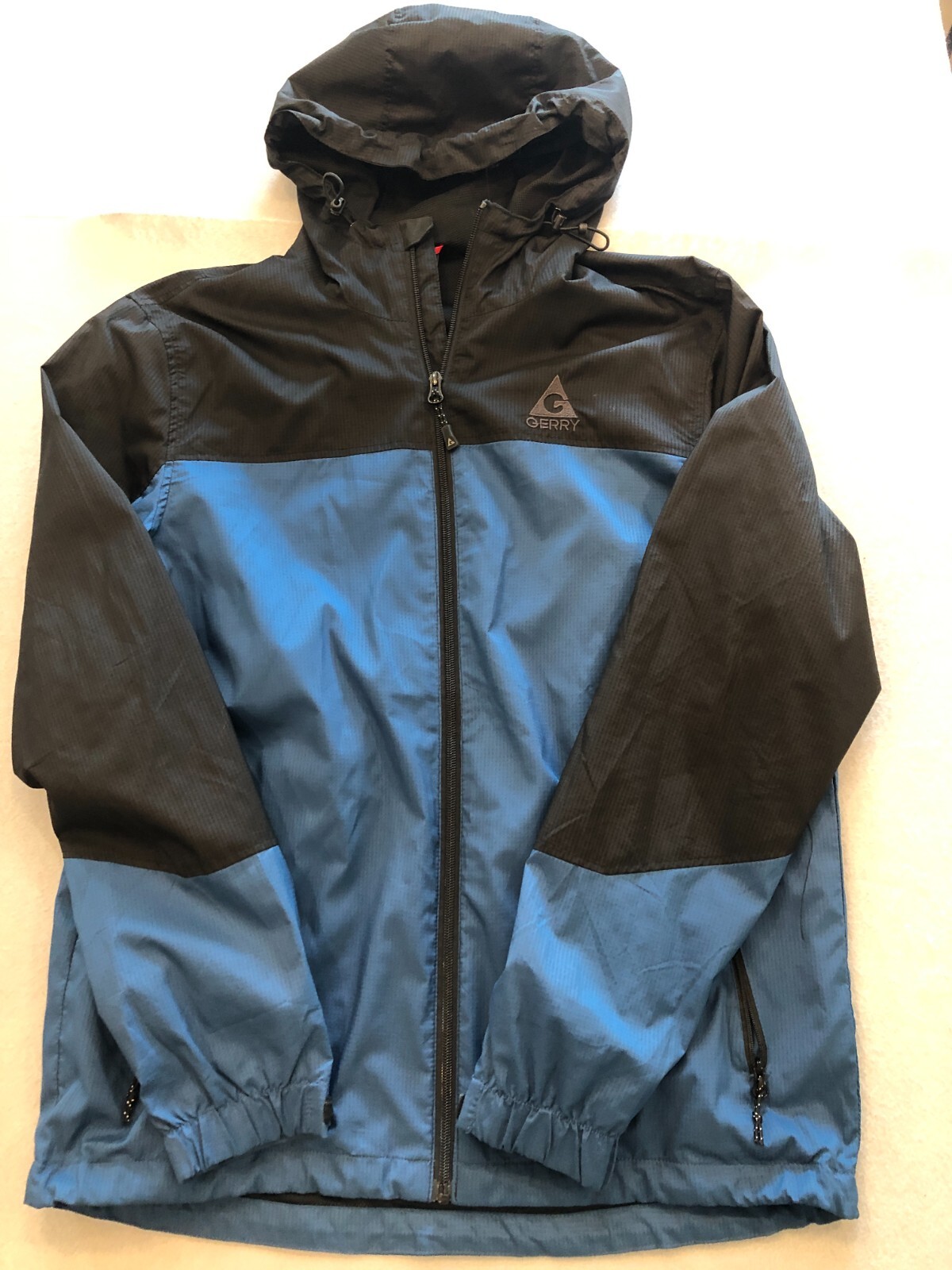 Gerry Windbreaker Jacket Men's Medium Full Zip Black/Blue