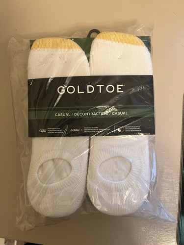 6 Pair GOLD TOE 656F Men's Socks, Large Size - White Quick Ship