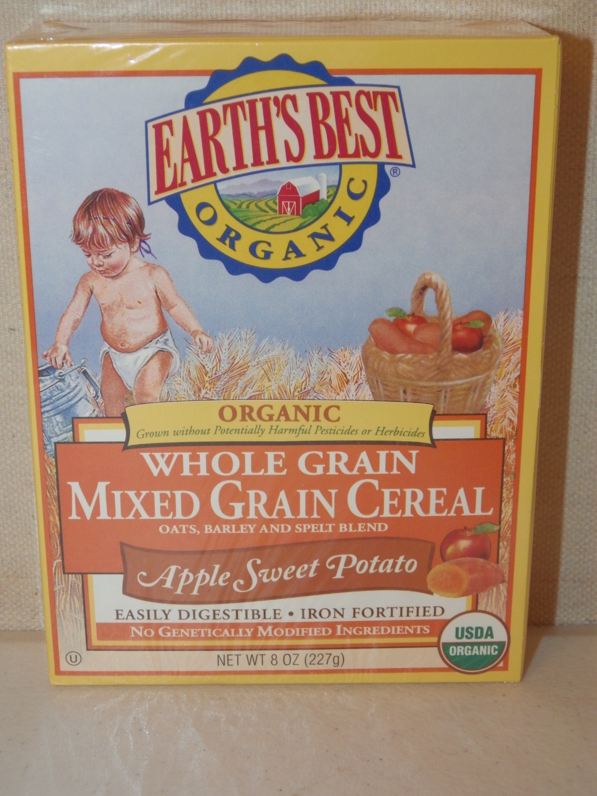 Earth's Best Mixed Grain Apple Sweet Potato Organic Baby Cereal (6) 8oz. boxes