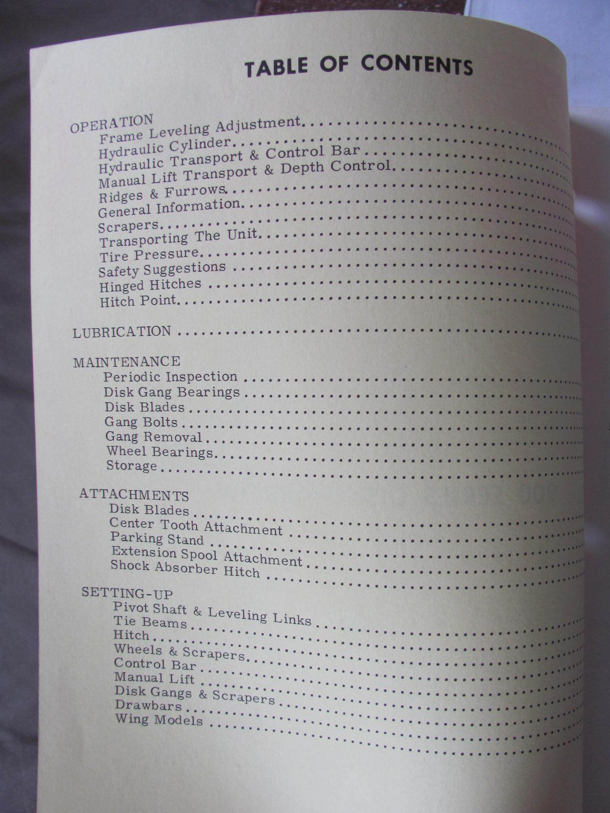 Kewanee model 900 Series Disk Harrow Owners  Manual