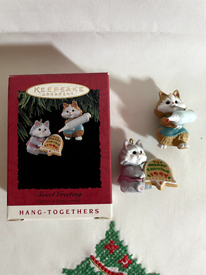 ''SWEET GREETINGS''  Set of 2 Hang Together Hallmark Keepsake  Ornaments 1994