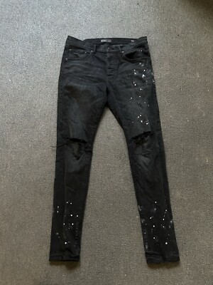 Purple Brand P001 Men s Size 34X34 Skinny Black Distressed Denim Jeans Pants PB