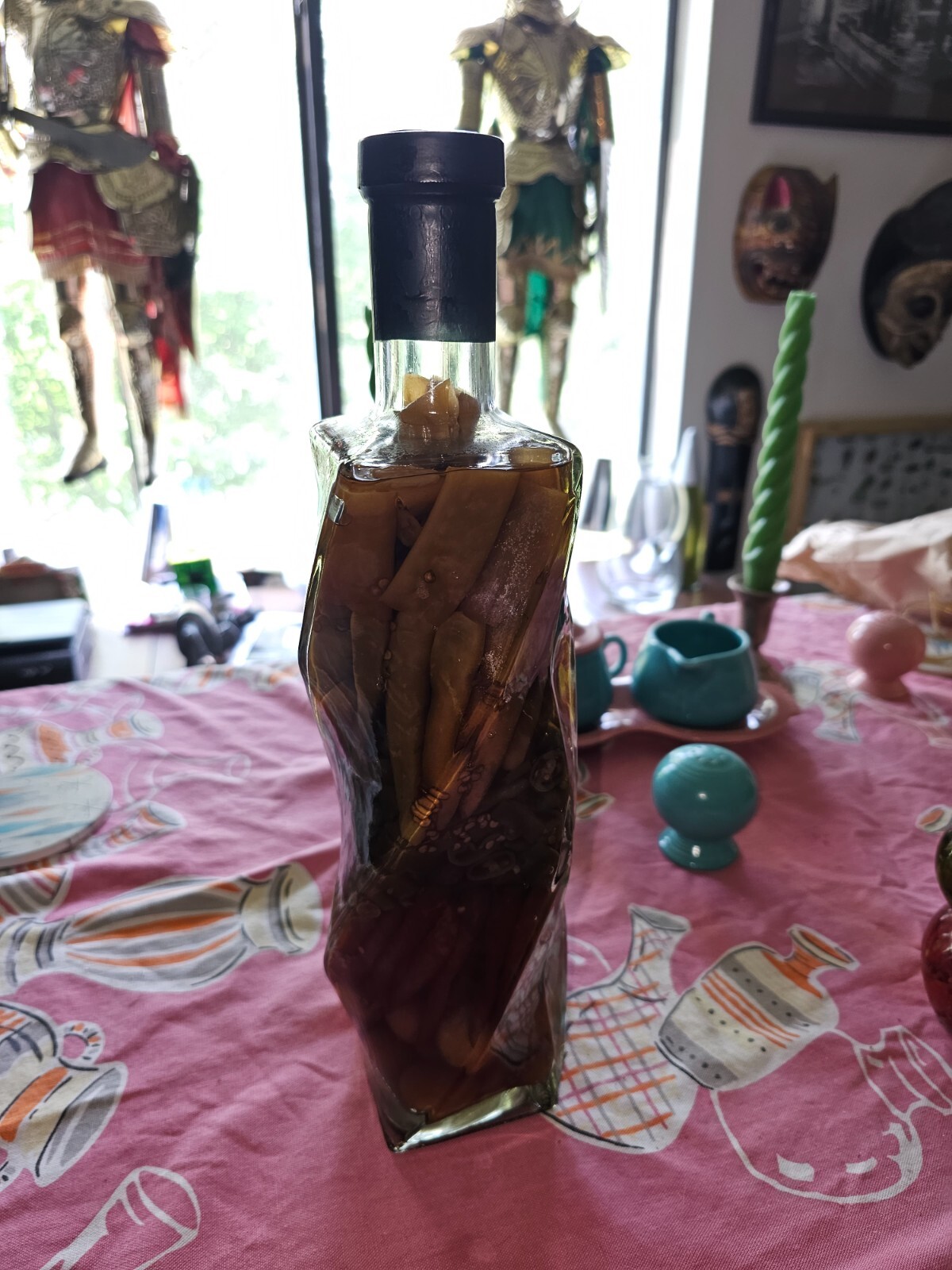 Oil Vinegar Infused Vintage Red Green Pepper Decorative Kitchen Glass Bottle 14