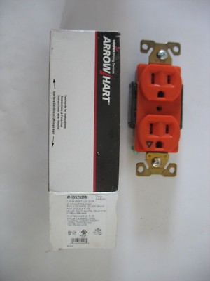 Cooper Arrow Hart Orange ISOLATED GROUND Receptacle Duplex Outlet 15A AHIG5262RN