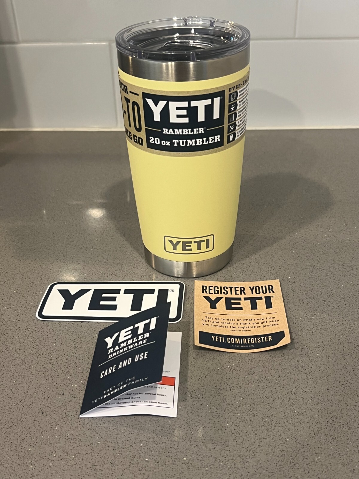NEW YETI Daybreak Yellow Insulated Rambler Tumbler Mug Cup W