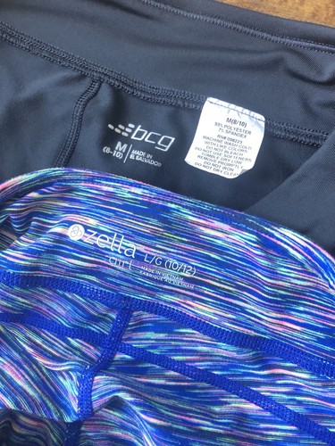 Lot Of 2 Girls Cropped Leggings Zella Girl BCG Black Blue 8/10 10/12