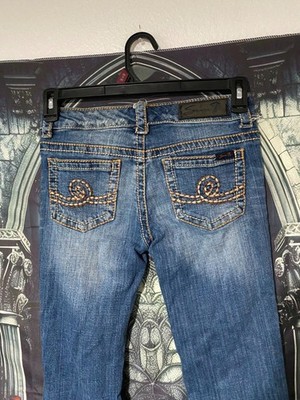 Seven7 Women's Vintage Embroidered Flare Jeans Size 27 - Y2K Western Street