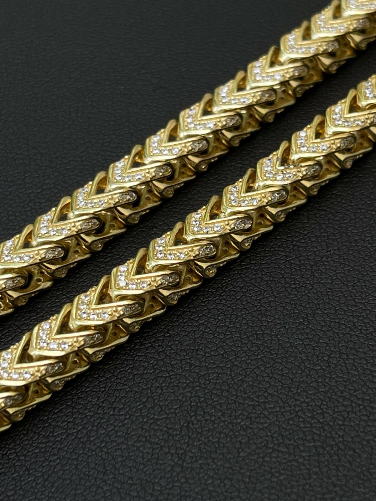 Pre-owned Silver 14k Gold Plated Real 925  Men's Franco Chain 6mm Thick Iced Cz 18-30"