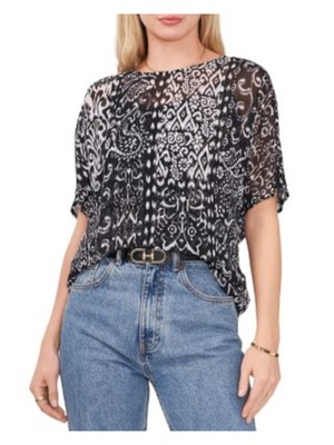 Женский черный топ VINCE CAMUTO на подкладке сзади с коротким рукавом до локтя XXS