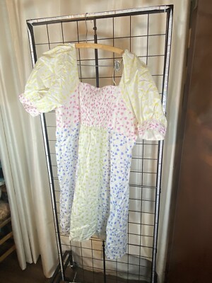 NWT English Factory Floral Cotton Minidress White With Multi Colored Flowers 1X