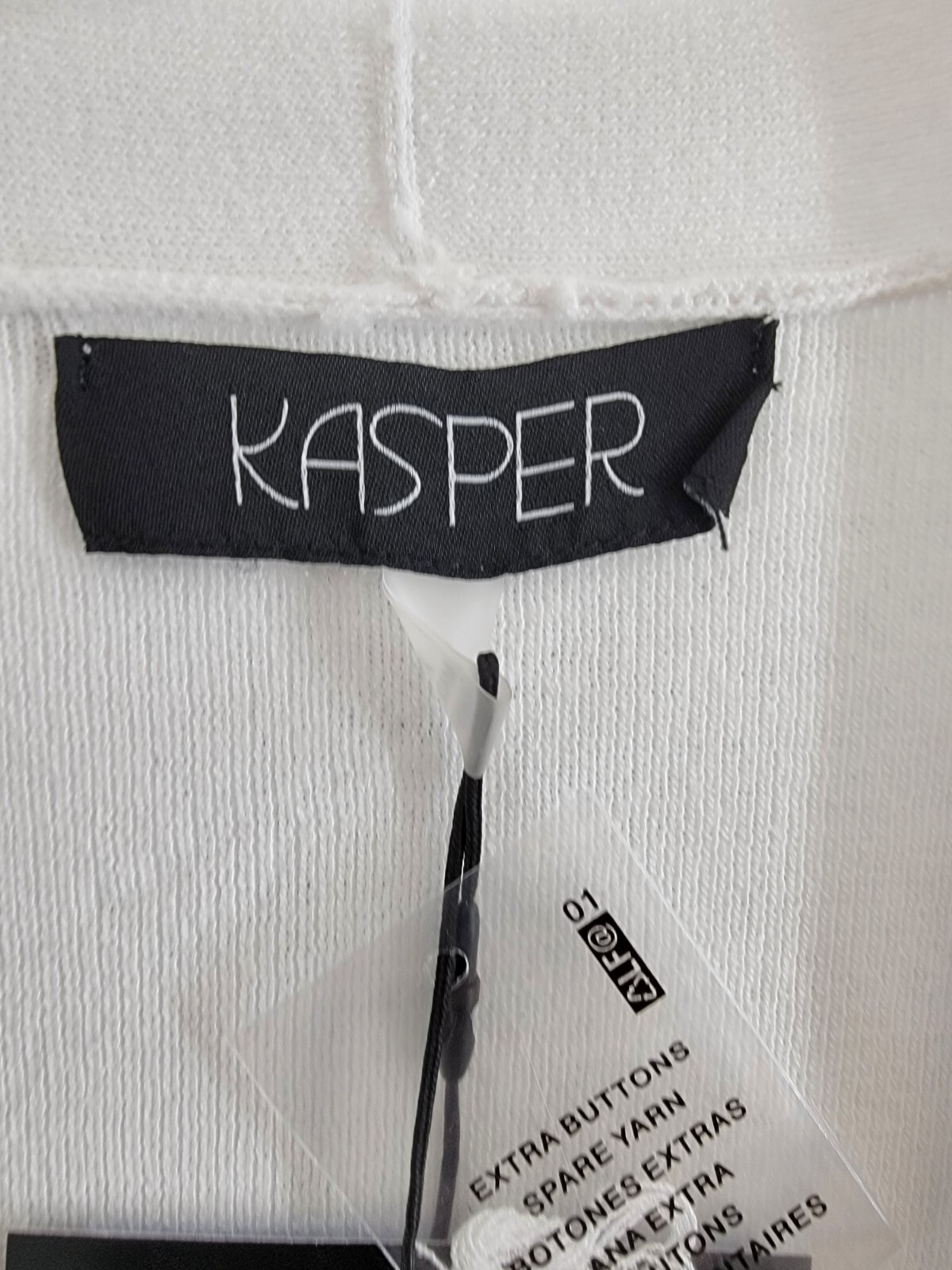 Kasper Open-Front Long-Sleeve Sweater Women's XL White Solid Collarless Pull On - Picture 9 of 16