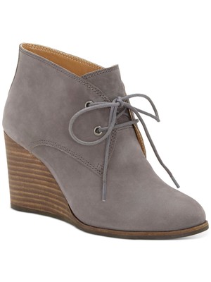 

LUCKY BRAND Женские серые удобные кожаные ботильоны Shiijo на танкетке с круглым носком, длина 7,5 м, Серый, LK-SHIIJO