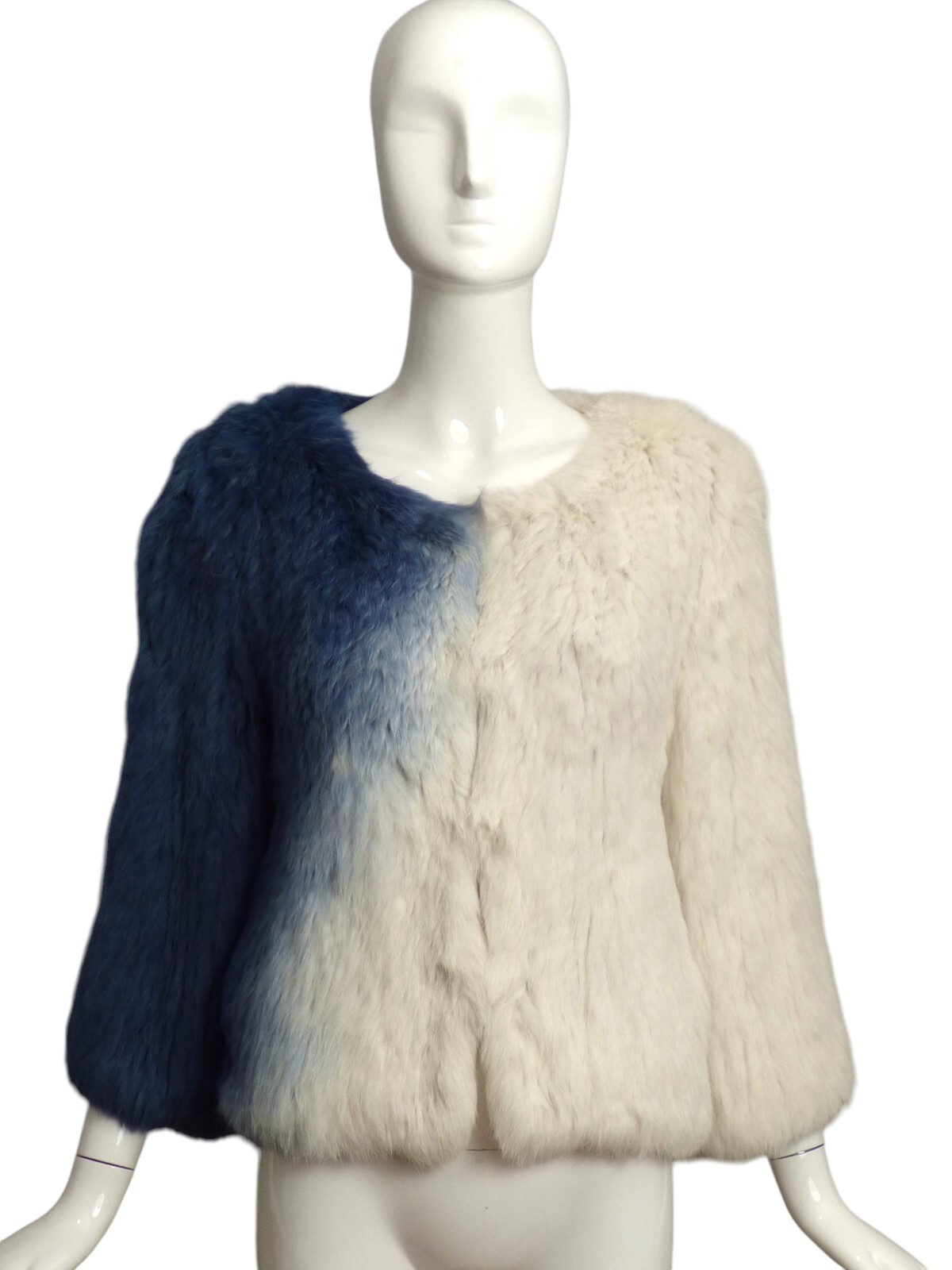 Pre-owned Lou Andrea - Multi Color Rabbit Fur Jacket, Size 6 In Multicolor