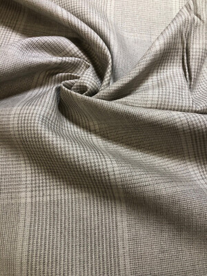 12 yards De Le Cuona Fabrics Glenn Plaid Sand Linen Upholstery Fabric