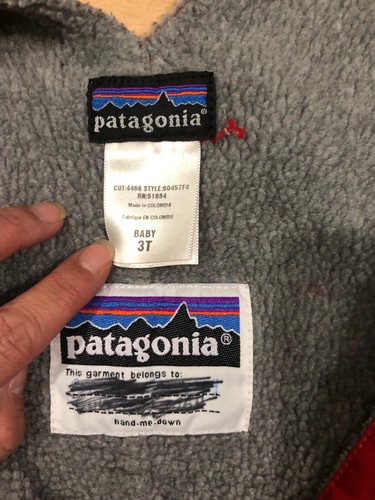 Baby PATAGONIA Snowpants Size 3T Red Zip Front Bibs Style