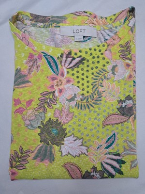 Ann Taylor Loft Blouse - Small S Yellow Floral Paisley With Bell Flutter Sleeves
