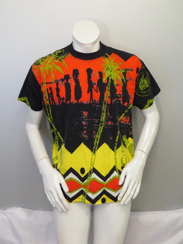 Vintage Body Glove Shirt - Everywhere Tribal Graphic Rasta Colours - Men's Small