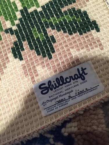 SHILLCRAFT Vtg 1978 Latch Hook Rug  54Lx27W Handmade Floral EUC