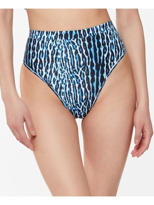 JESSICA SIMPSON Women's Navy Binded-Waist Sassy Safari Swimsuit Bottom M