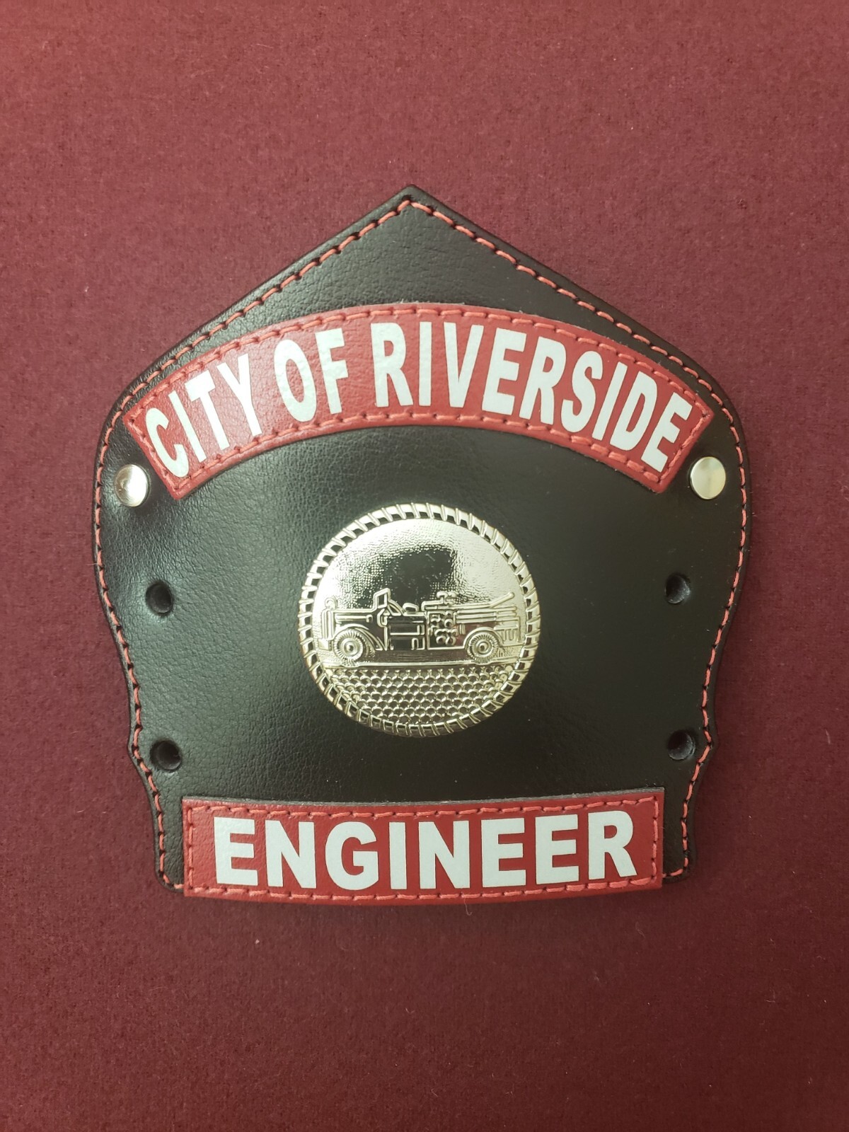 Leather Firefighter Shield Front Mini 5" City of Riverside E