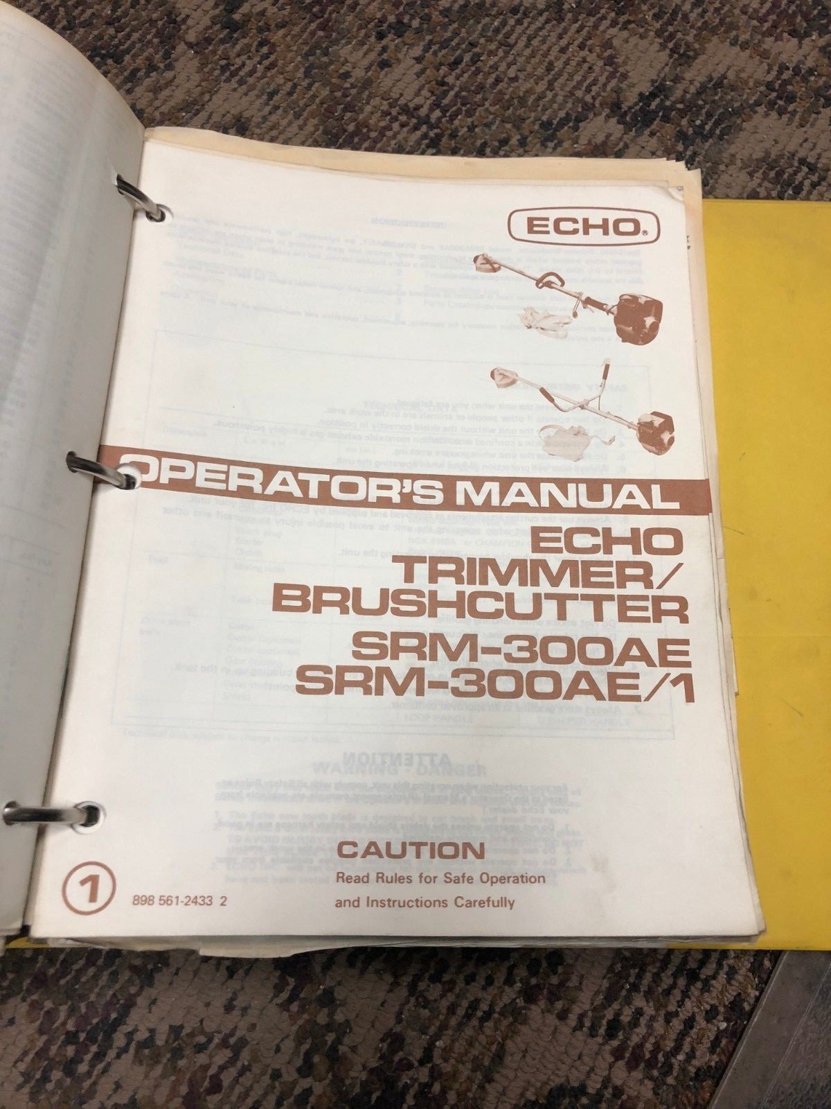 Echo Trimmer Operators Manual Binder - SRM 300A SRM 200B and others