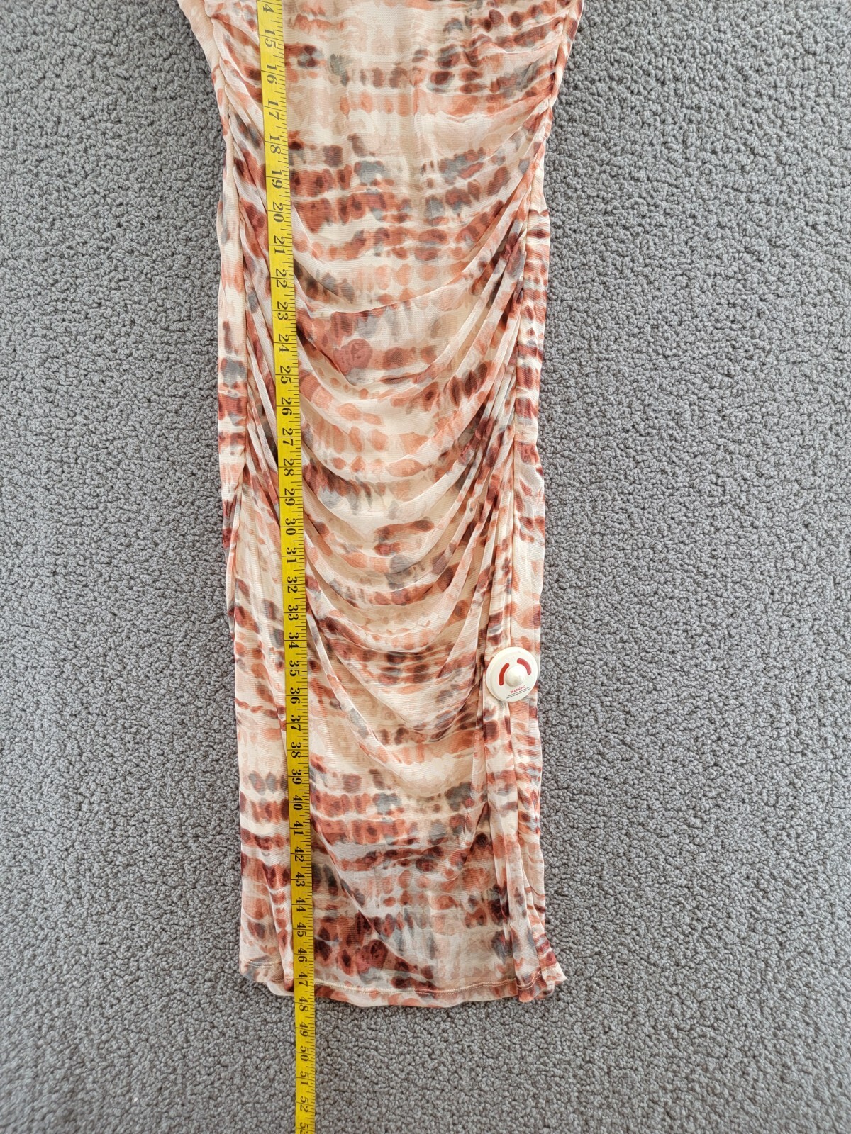 Bar III Tie-Dyed Midi Dress Womens M Red Canyon Combo Ruched Scoop Neck Pullover - Picture 7 of 15