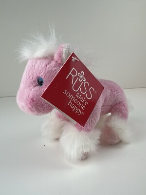 NWT Russ Berrie Mini Stuffed Animal Pink Unicorn Plush Toy Small Horse Gift Toy