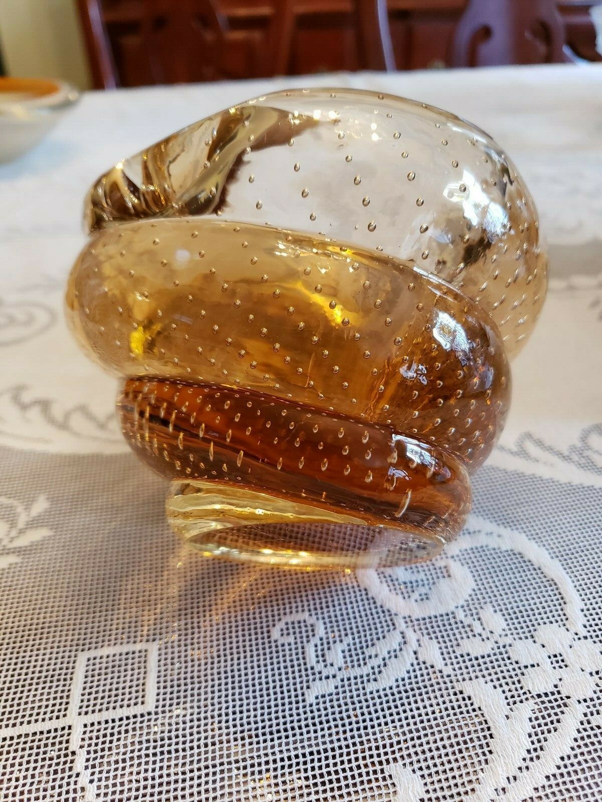 Mid-century MURANO Venetian CONTROLLED BUBBLE Art Glass ASHTRAY SEASHELL SEGUSO
