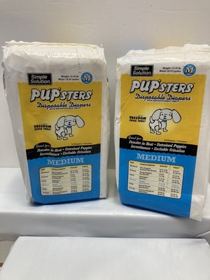 (x2)Simple Solution, Pup'sters, Disposable Diapers, Med., 15-35 lb, waist-18-25''