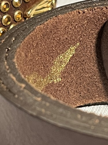 Pre-owned Handmade Robins Jean, Hand Made Leather Belt W/ Gold Swarovski 100% Hand Made In Italy