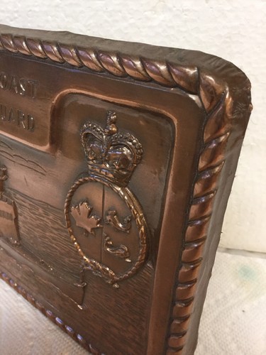Vintage Pressed Copper Plaque Canada Cotiere Guard Garde Coast Artist Signed