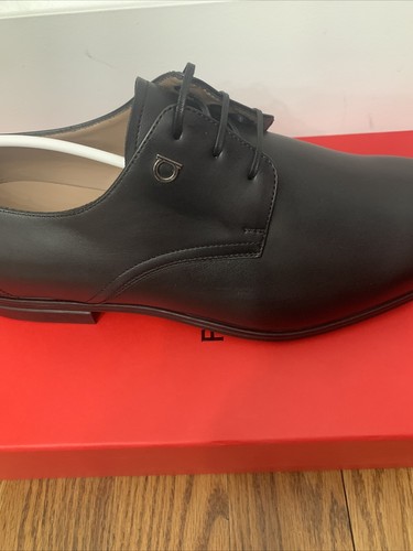 Pre-owned Ferragamo Salvatore  Spencer Black Leather Mens Shoes 7.5 Eee