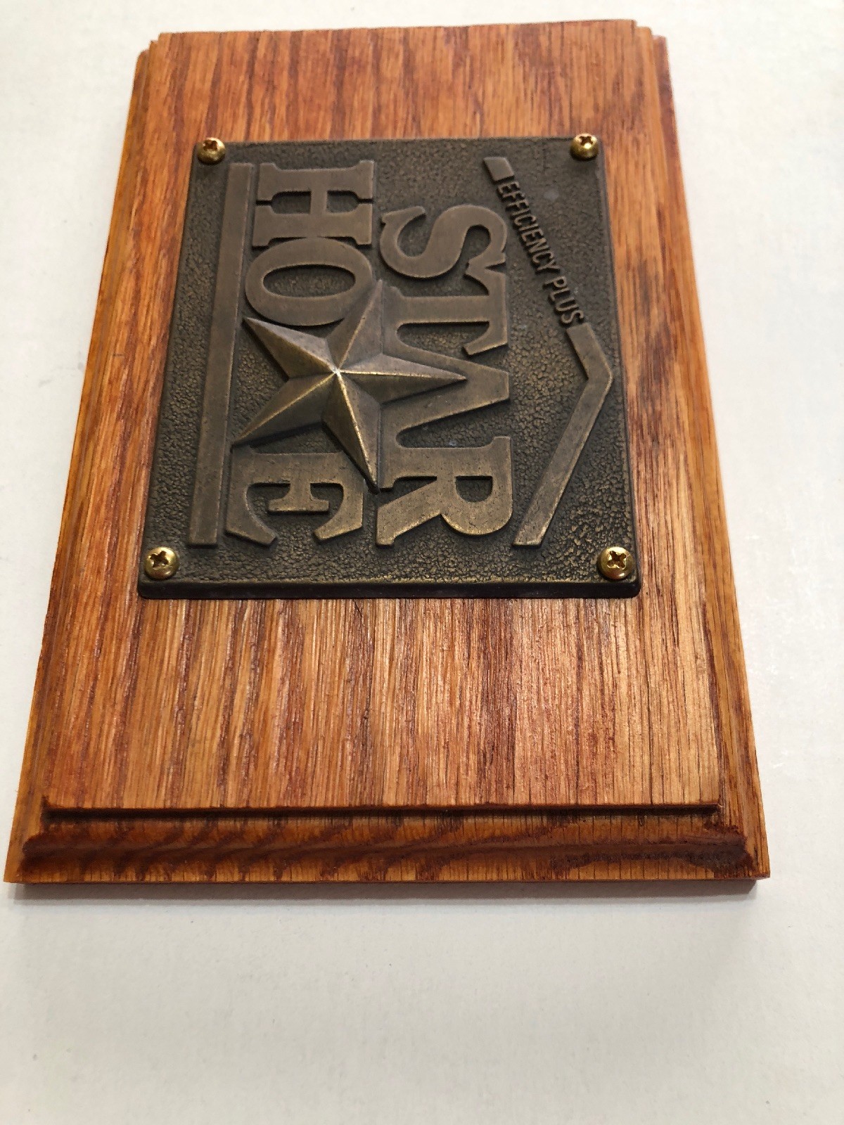 Vintage STAR HOMES Brass Tag with Custom made Oak Frame