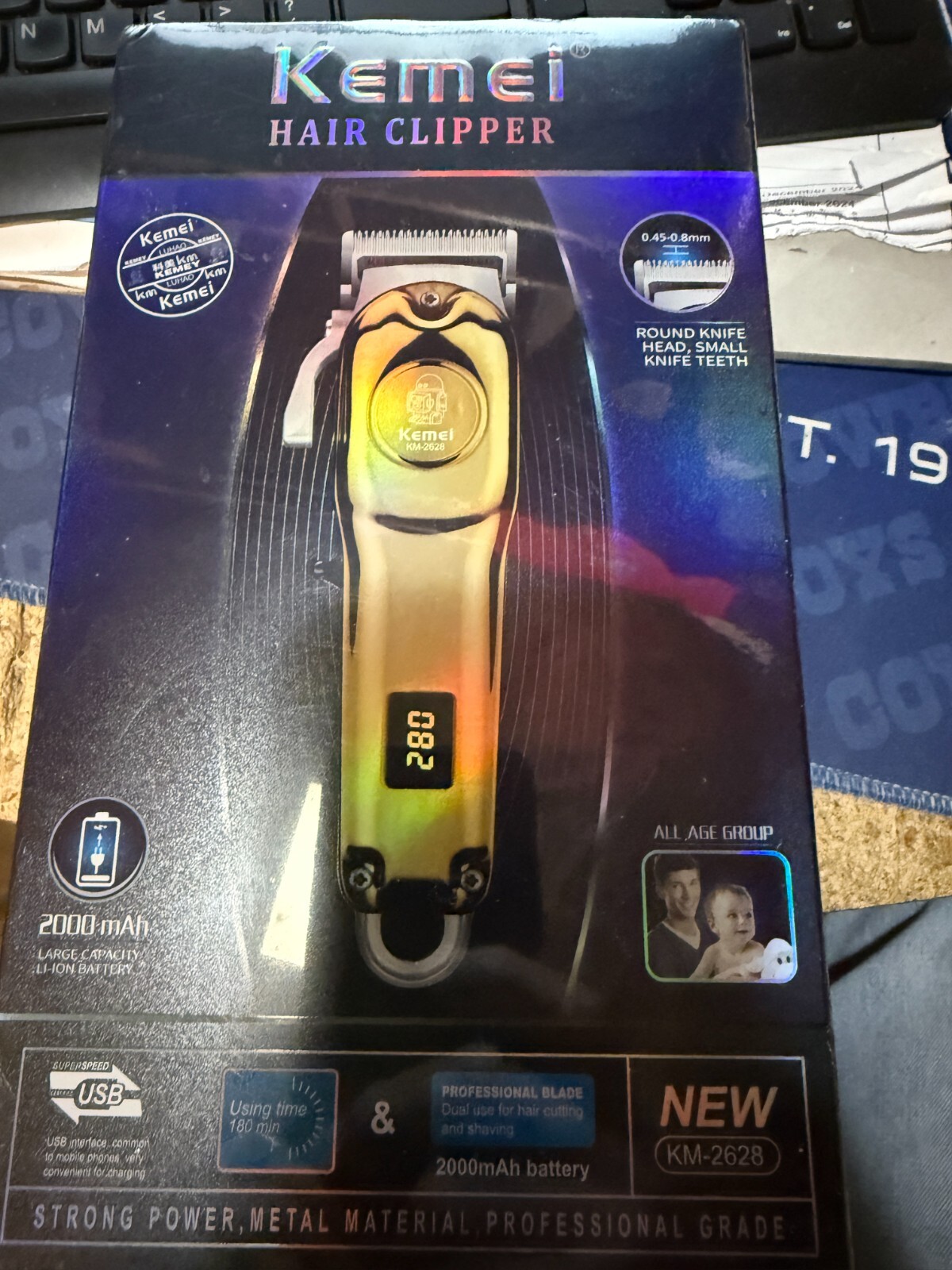 Kemei ヘアクリッパー イエローゴールド　USB充電式 Kemei Golden Cordless Professional Hair Clippers Hair