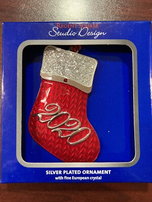 2020 Christmas Ornament, Stocking, 2'' x 3'', Regent Square, Studio Design