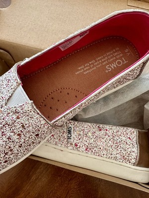 Toms Candy Cane Glitter Party Flats Youth Size 6 Women s Size 8
