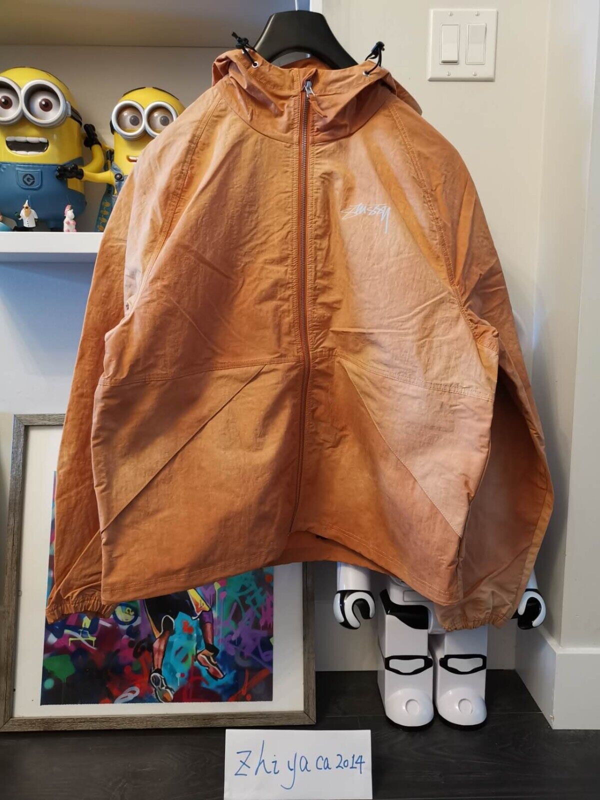 Stussy Wave Dye Beach Shell Jacket Orange Men's Jacket Size Stussy Wave Dye Beach Shell Jacket Orange Men's Jacket Size