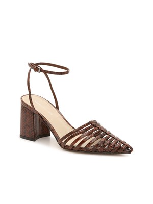 

MARC FISHER Женские коричневые туфли-лодочки Carmella со змеиной кожей и острым носком на блочном каблуке, Коричневый, MFCARMELA2