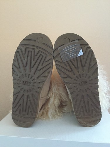 Pre-owned Ugg Classic Short Mongolian Sheepskin Cuff Sand Boots Us 7 / Eu 38 / Uk 5.5 In Beige
