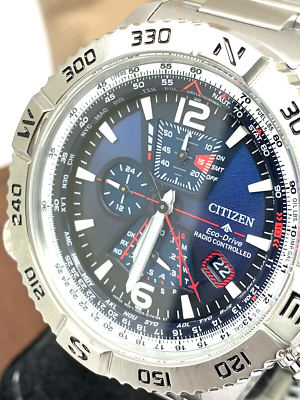 Citizen Mens Watch AT8220-55L Promaster Navihawk Eco-Drive Blue Dial Silver  48mm