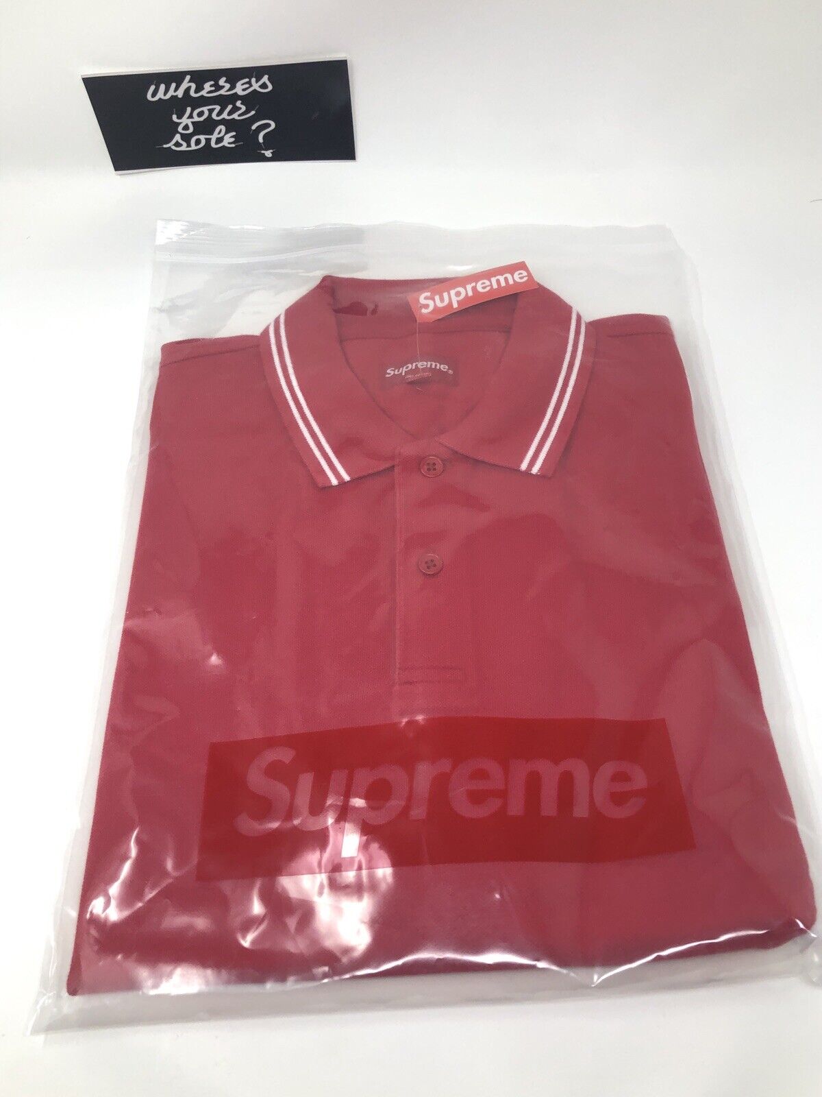 Supreme S Logo polo Red shirt size Medium M New DS in hand Supreme S Logo polo Red shirt size Medium M New DS in hand