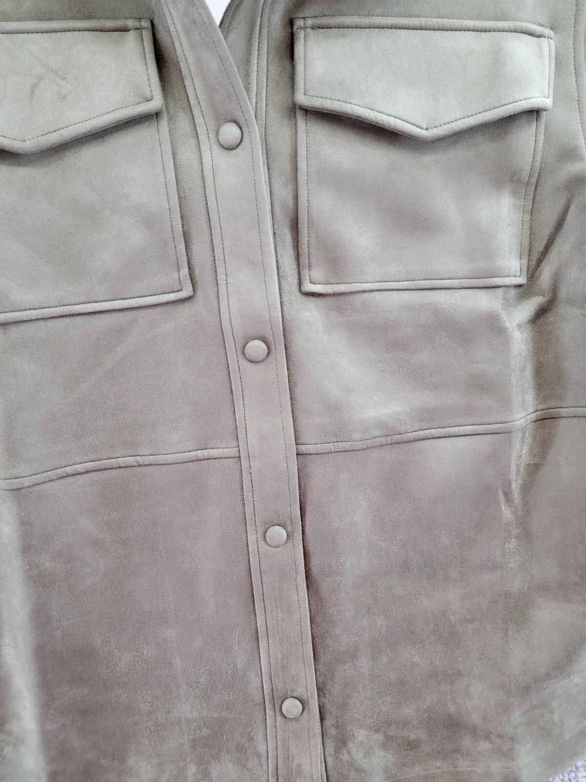 Calvin Klein Long Sleeve Overshirt Jacket Women's M Dark Olive Point Collar - Picture 9 of 12