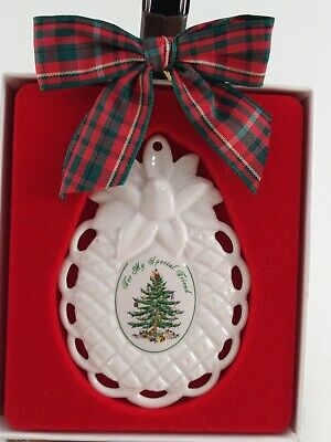 New Spode Christmas Tree Mini Ornament Ivory Ceramic Pineapple 2 Dimensional
