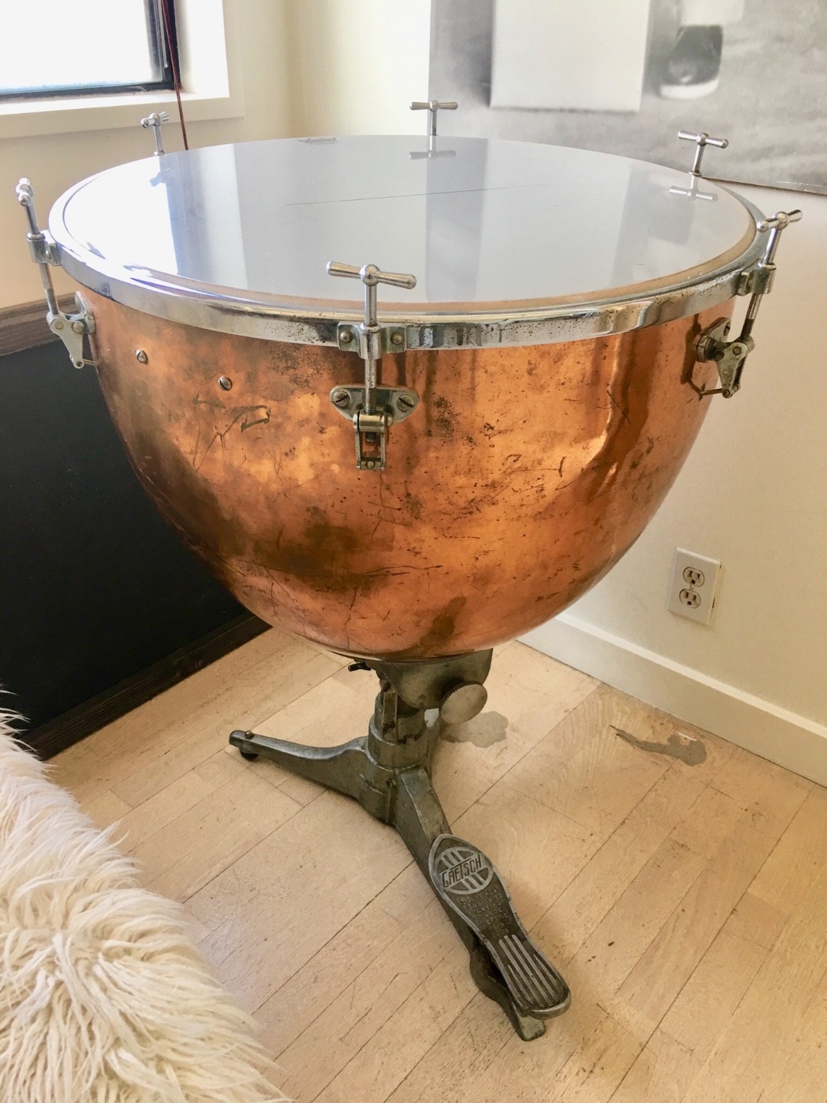 gorgeous 26" hammered copper timpani drum