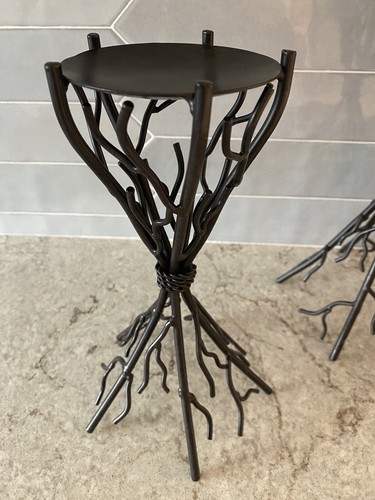 Pillar Candle Holders (Set of 3) Metal Branches Twigs &  Sticks Design Vintage