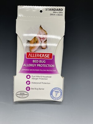 AllerEase Allergy & Bed Bug Protection Zippered Pillow Protector Standard