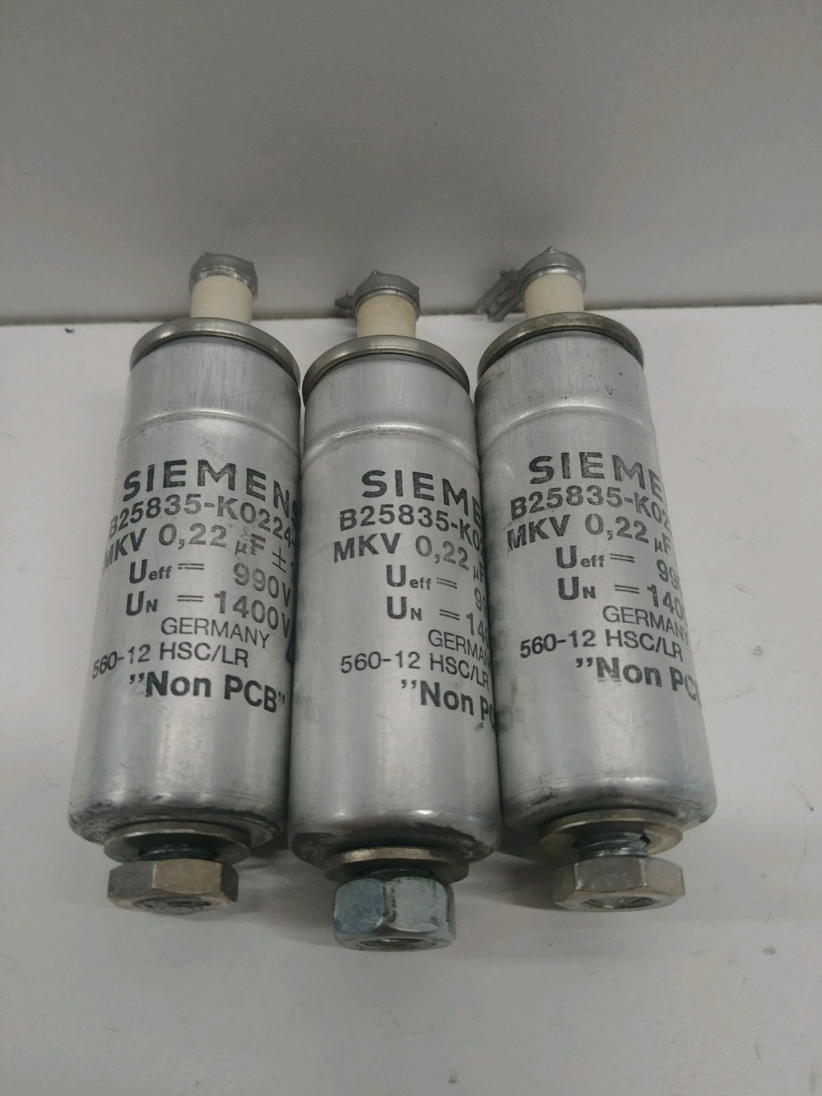 LOT OF 3 GUARANTEED! SIEMENS 1400V-UN 990V-UEF 0.22UF CAPACITORS