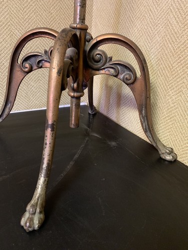 Antique Barber Shop Japanned Copper Cast Iron Coat Hat Hall Tree Rack Stand