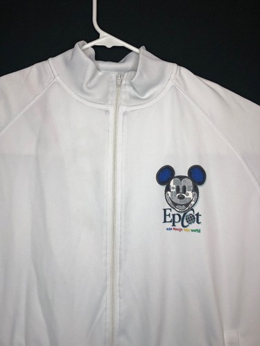 Epcot Disney Parks One Mouse One World Mens White Track Jacket Full Zip XL A18